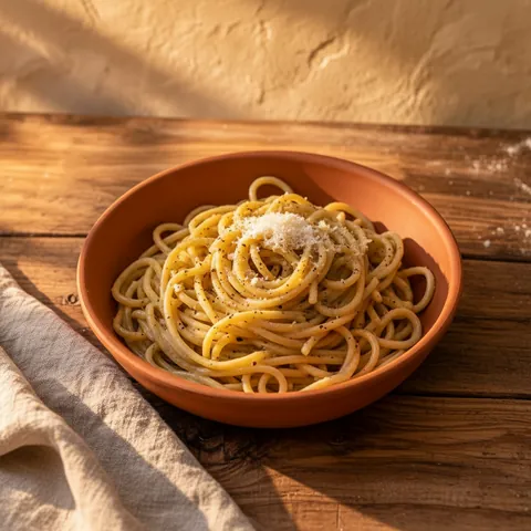 Cacio e pepe: Tonnarelli, pecorino romano, cracked black pepper, pasta water and nothing else.