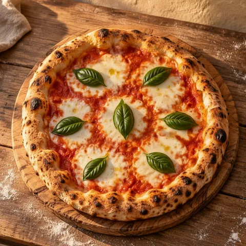 Margherita: San Marzano tomato, fior di latte, basil, olive oil. The one everything else is measured against.