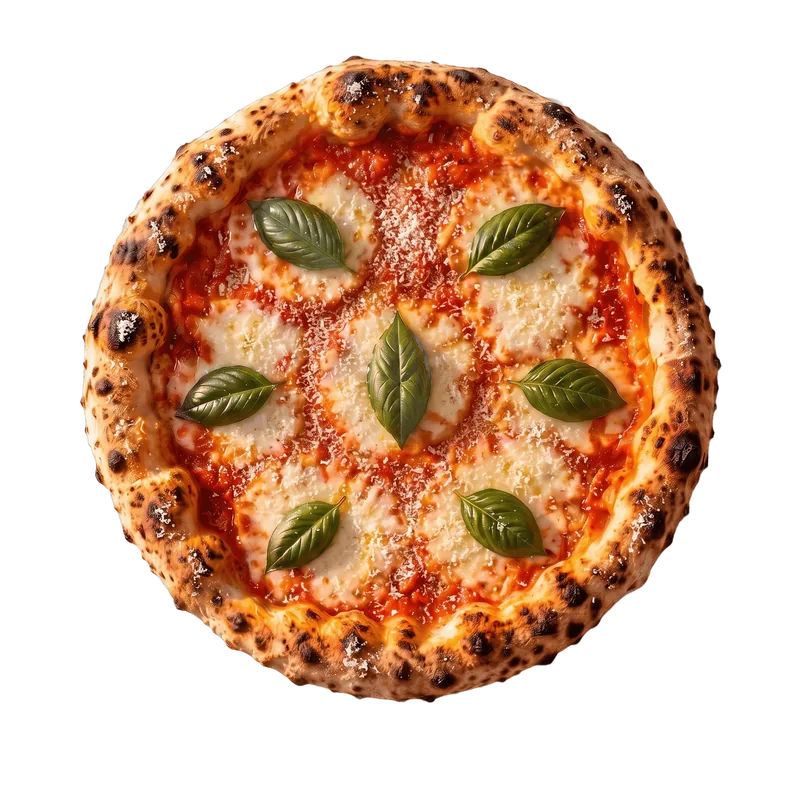 The finished Margherita with a light dust of grated parmesan.