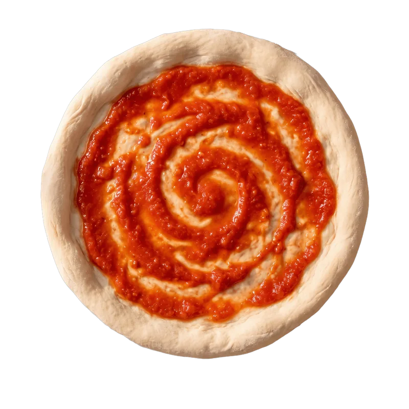 The same dough with a swirl of San Marzano tomato sauce.